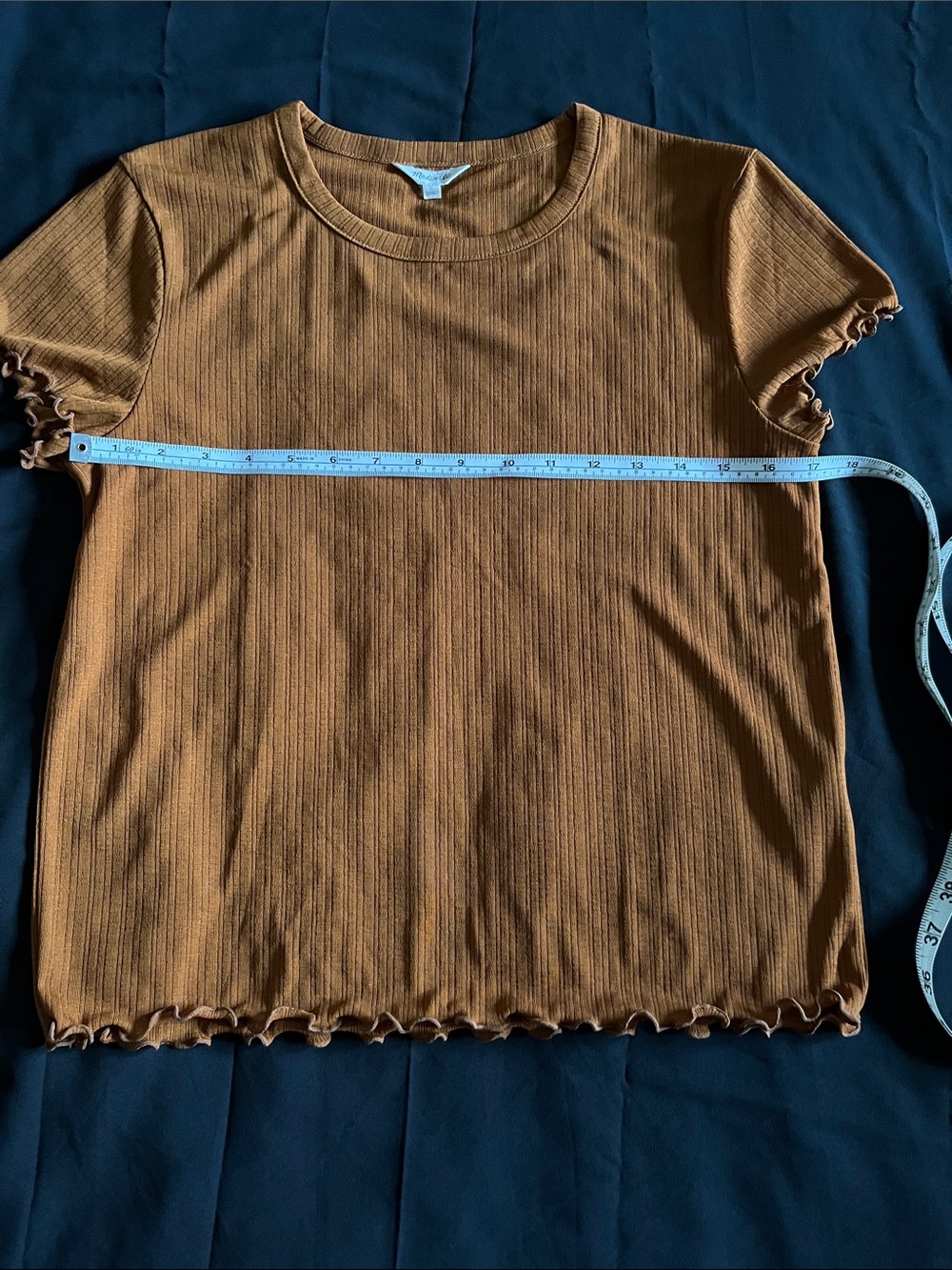 Madewell Ribbed Lettuce-Edge Short Sleeve Tee - Brown